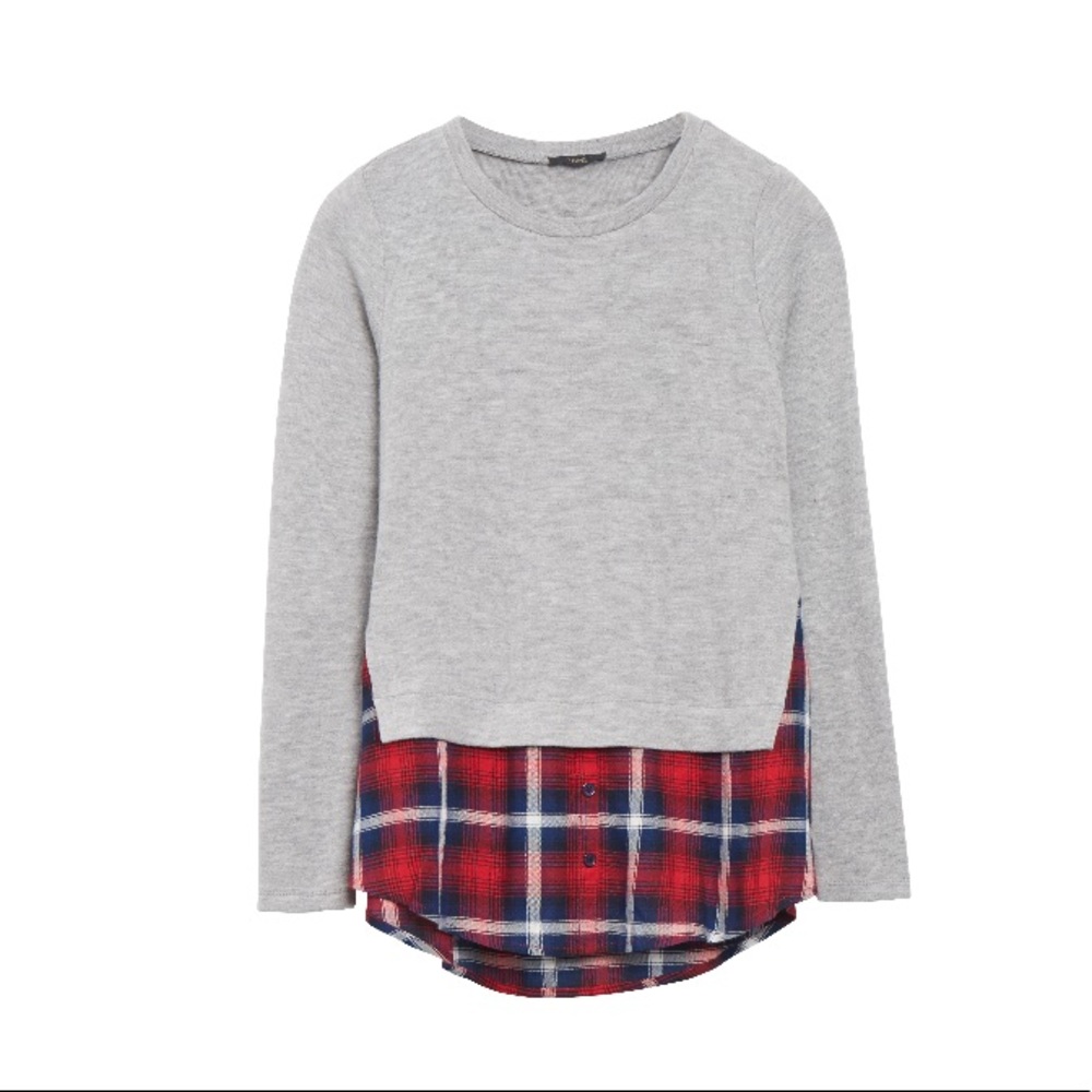 THML Brandie Mixed Material Hem Knit Top